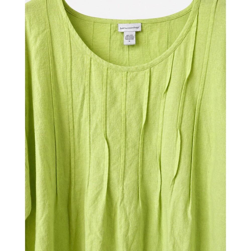 Soft Surroundings Tunic Women XL Lime Green Excellent Pintuck Cotton 24014 - Picture 10 of 13